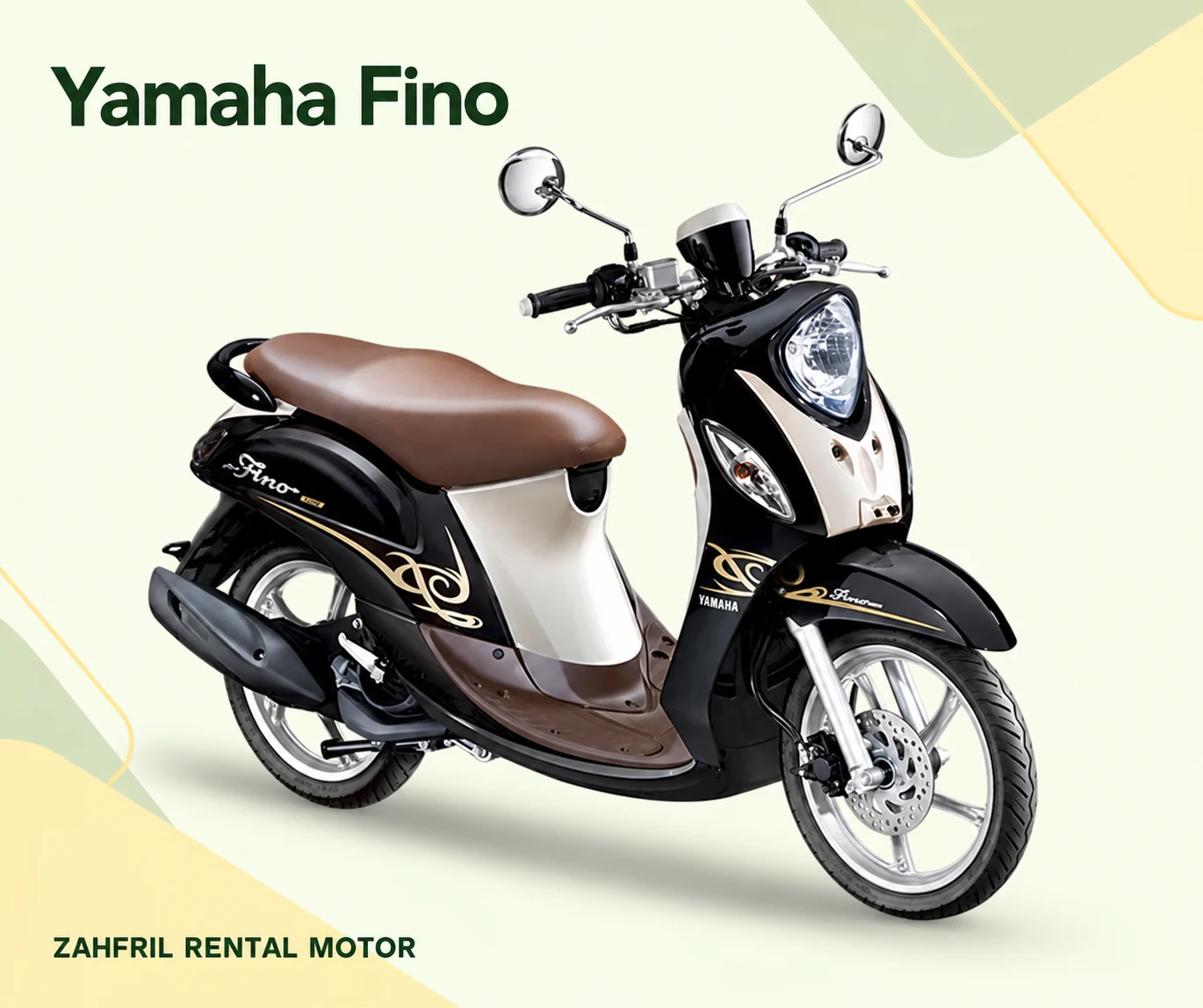 Ilustrasi Yamaha Fino dengan branding Zahfril Rental Motor