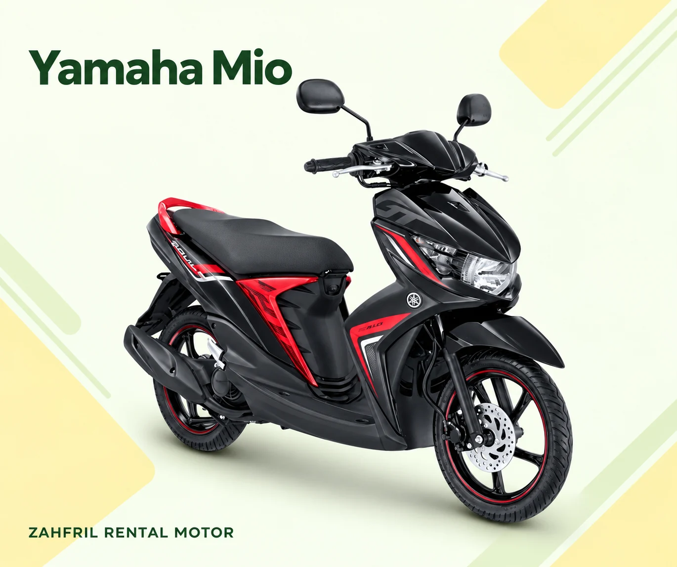 Ilustrasi Yamaha Mio Soul dengan branding Zahfril Rental Motor